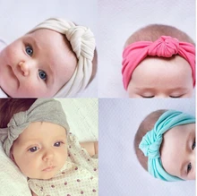 Baby Tie Knot Headband Knitted Cotton Children Girls elastic hair bands Turban bows for girl Headbands Summer bandeau bebe