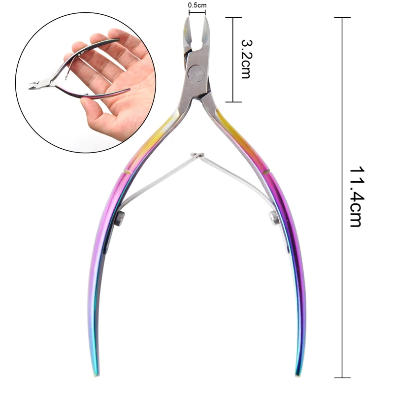Biutee Радужный Хамелеон для маникюра кутикулы кусачки для кутикулы из нержавеющей стали Радужный Пинцет клипер для удаления омертвевшей кожи ножницы