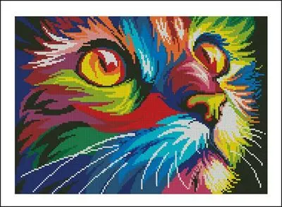 

Needlework 11CT 14CT Cross Stitch, DIY Count Cross Stitch, Embroidery Set, Rainbow Cat