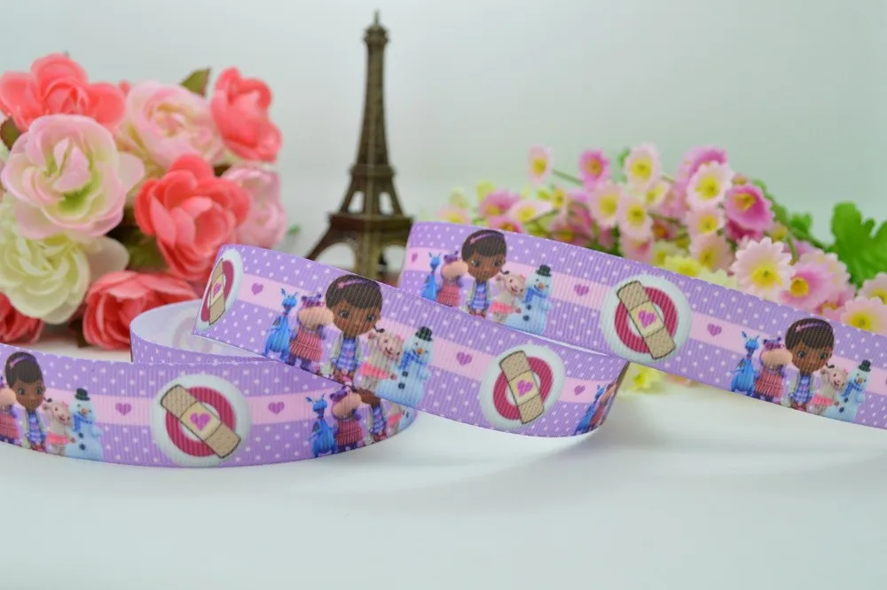 DUWES 7/" 22 мм Doc McStuffins мультфильм напечатанный grosgrain лента hai rbow DIY ручной работы OEM 50YD