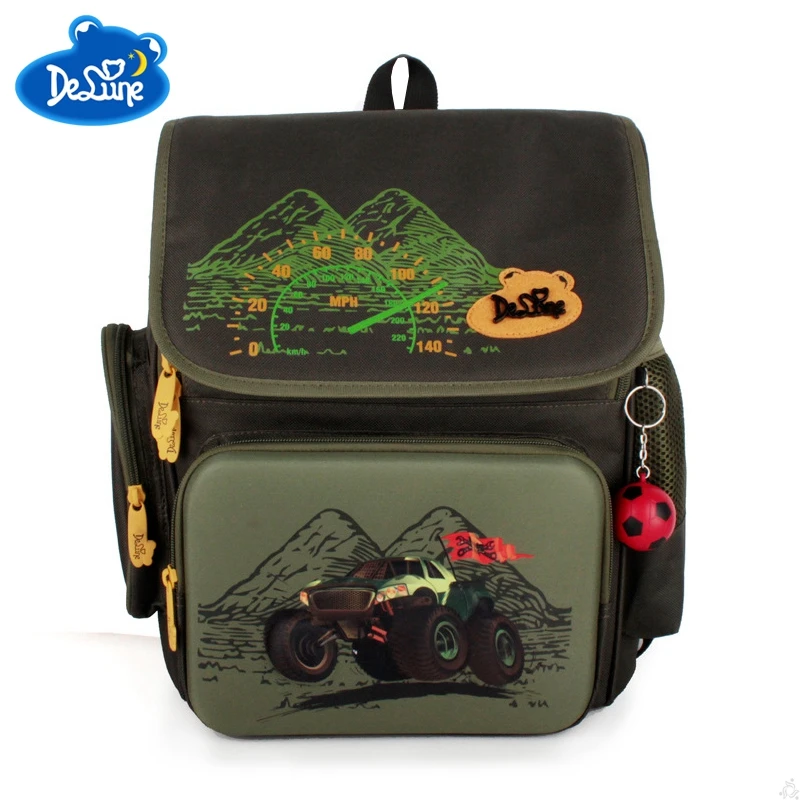 

Delune School Bags Burden Reducing School Backpacks Nylon Material 3D Car Print Children Quality Orthopedic Backpack for Boys