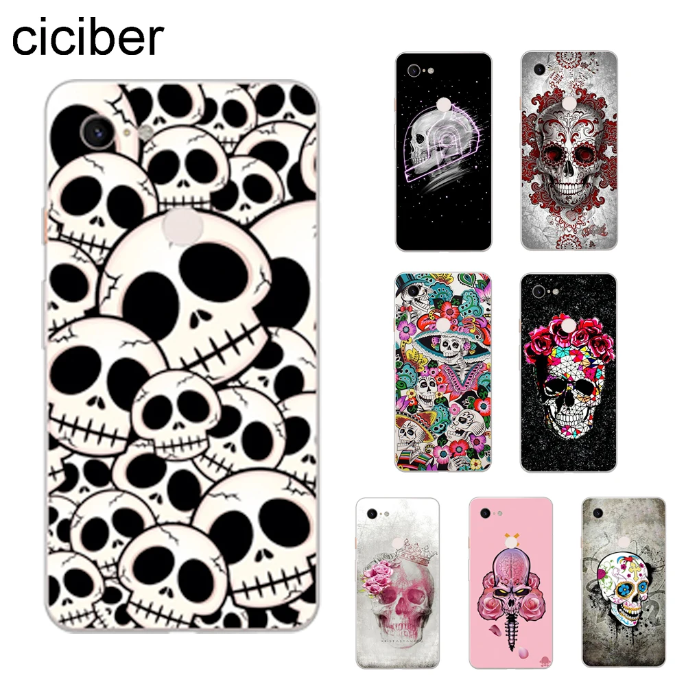 

ciciber Floral Satanic Skull Phone Cases For Google Pixel 3 2 XL Soft Silicone TPU Back Cover for Pixel 3XL 2XL Fundas Coque