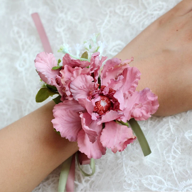 Wedding Bride Bridesmaid Flower Wrist Artificial Flower Ring Decoration