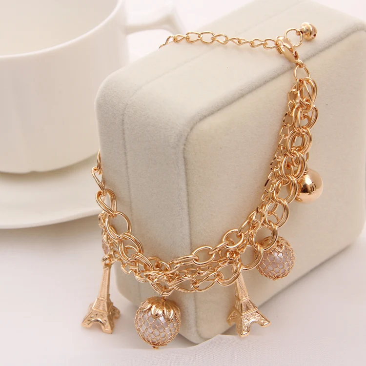 

Multilayer Beads Eiffel Tower Pendant Bracelets and Bangles Fashion Women Charm Bracelet Jewelry Accessories