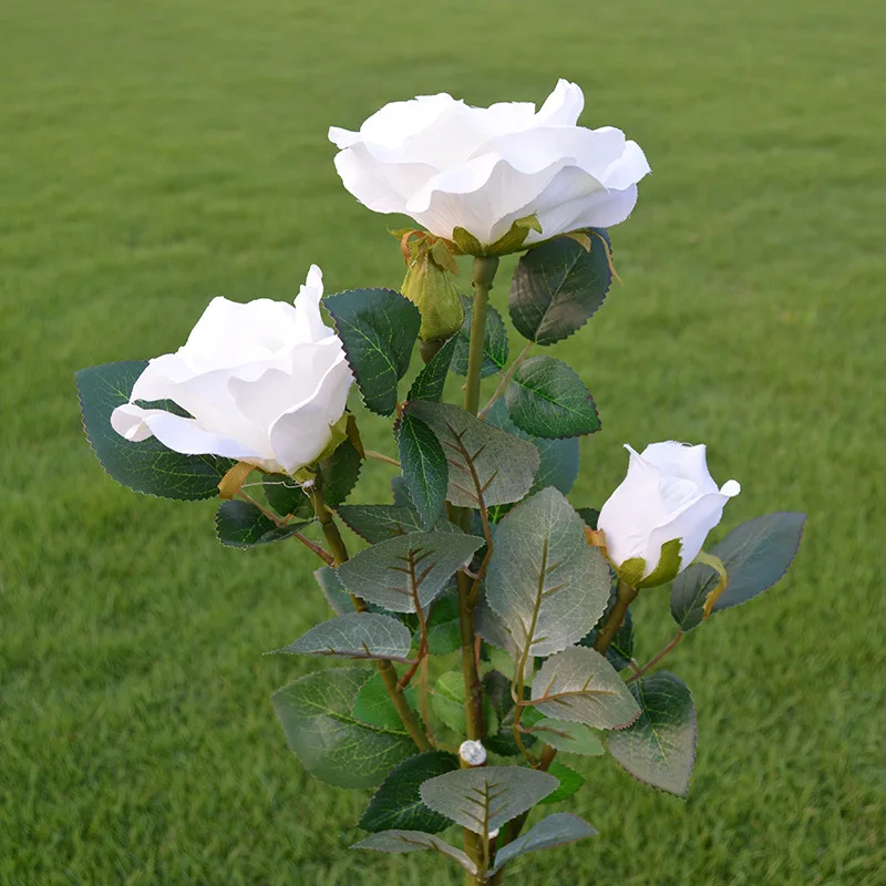 Chiclits Outdoor Rose Solar LED Light Garden Yard Lawn Artificial Flower Lamp Landscape Garden Home Decoration White Lights (8)