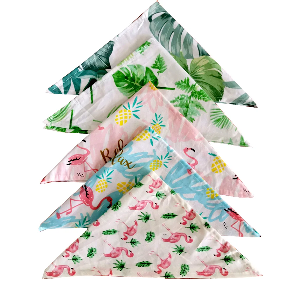 

New 50/100pcs Dog Bandana Small Large Dog Bibs Scarf Cotton Flamingo Pet Puppy Kerchief Summer Dog Accessories Pet Supplies
