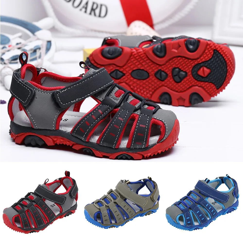 Детская обувь для мальчиков и девочек; летние пляжные сандалии с закрытым носком; кроссовки