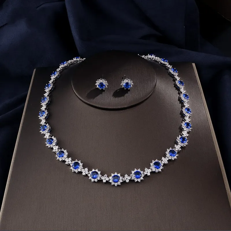 

Necklace Earring Set European And American Simple Fashion Chain Wedding Bridal Party Jewelry Set Dress Up