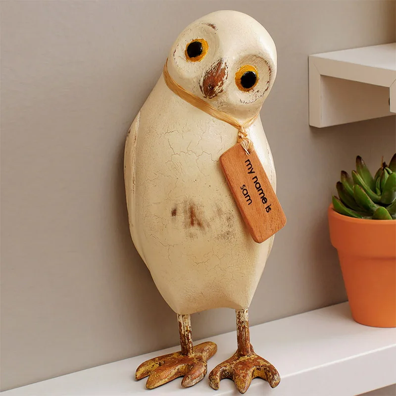 ORZ Симпатичные статуэтки Искусство украшение дома аксессуары деревянная Сова игрушечные Пингвины офисный декор орнамент на день рождения Рождество - Цвет: White Owl