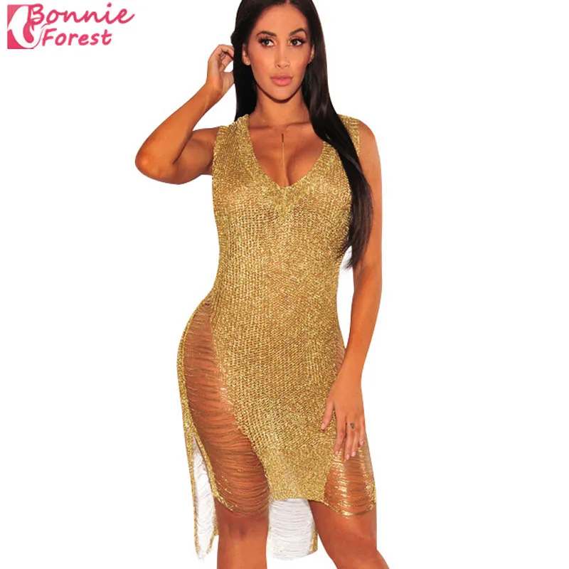 Summer Bikini Cover Ups Sexy V Neck Net Mesh Hollow Beach Dress For Women7.