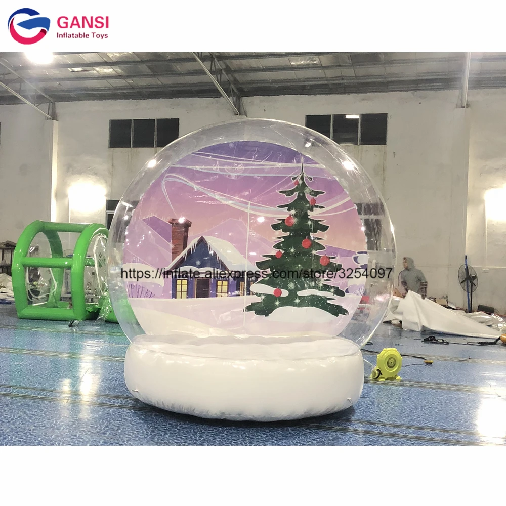 New Design Giant Inflatable Snow Globe Bubble Dome Tent, White Inflatable Human Snow Globe For Christmas new design inflatable bubble dome pool tent 12x6x3m inflatable pool cover tent for yard