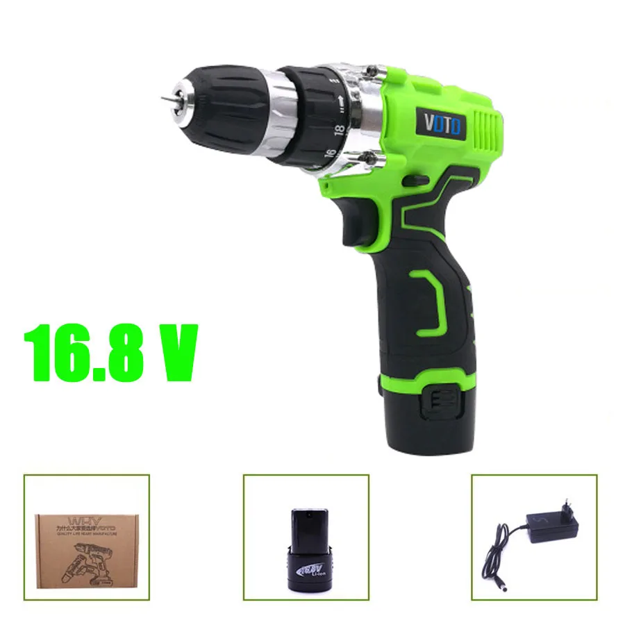 

VOTO V6 Battery Rechargeable Cordless Drill Electric Screwdriver Set Lithium Power Tools Screw Gun Driver 16.8V Green 2018