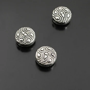 

(27417)50PCS 10x5MM Antique Style Zinc Alloy with Bird Feather Pattern Oblate Spacer Beads Bracelets Beads Jewelry Accessories