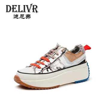 

Delivr Womens Vulcanized Shoes Thick Sole Fashion Increasing Shoes Women'S Sneakers Chunky Shoes Platform Leather 2019 Summer