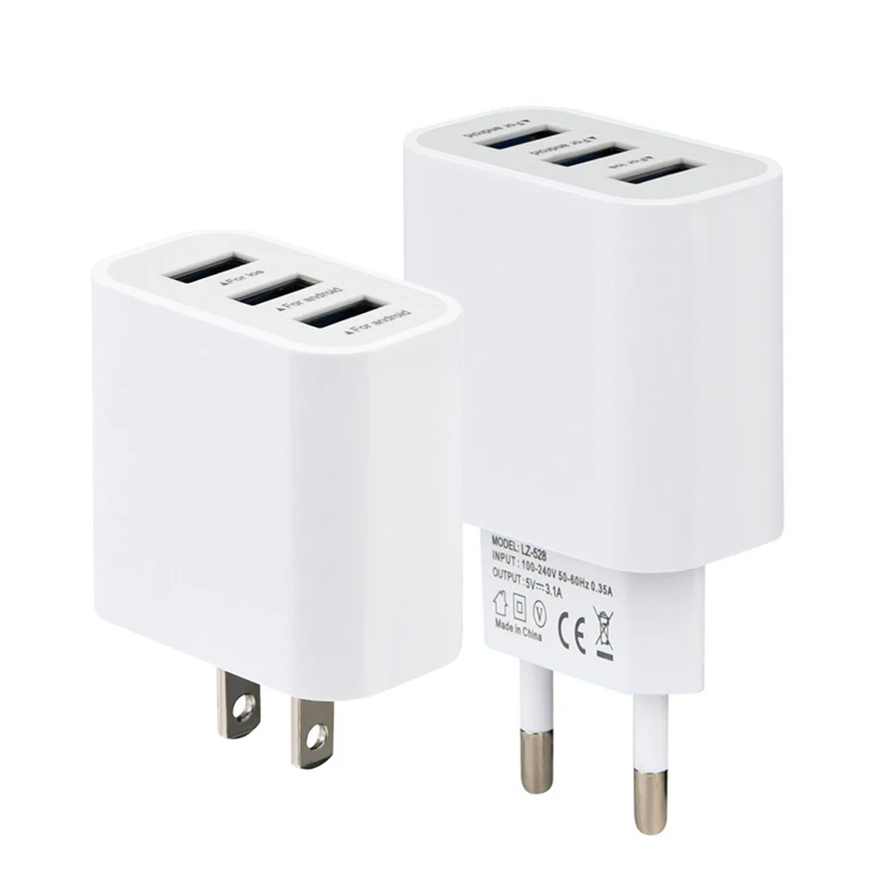 

3 USB Mobile Phone Charger for iPhone Xs max XR X 8 for samsung S10 9 8 note 8 7 Xiaomi mi max 3 mi 9 tablet Travel wall Charger