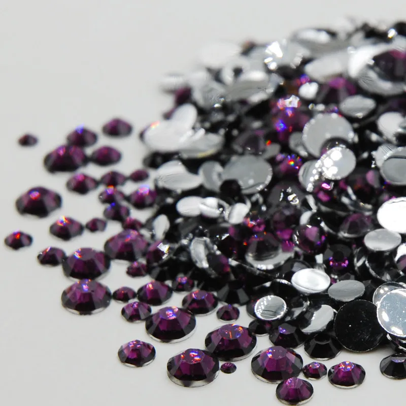 Violet Rhinestone Mixed Sizes Top Quality Non Hotfix Flatback Acrylic Rhinestones For Nail Art Decoration DIY Nail Mix Beads Pins & Pincushions