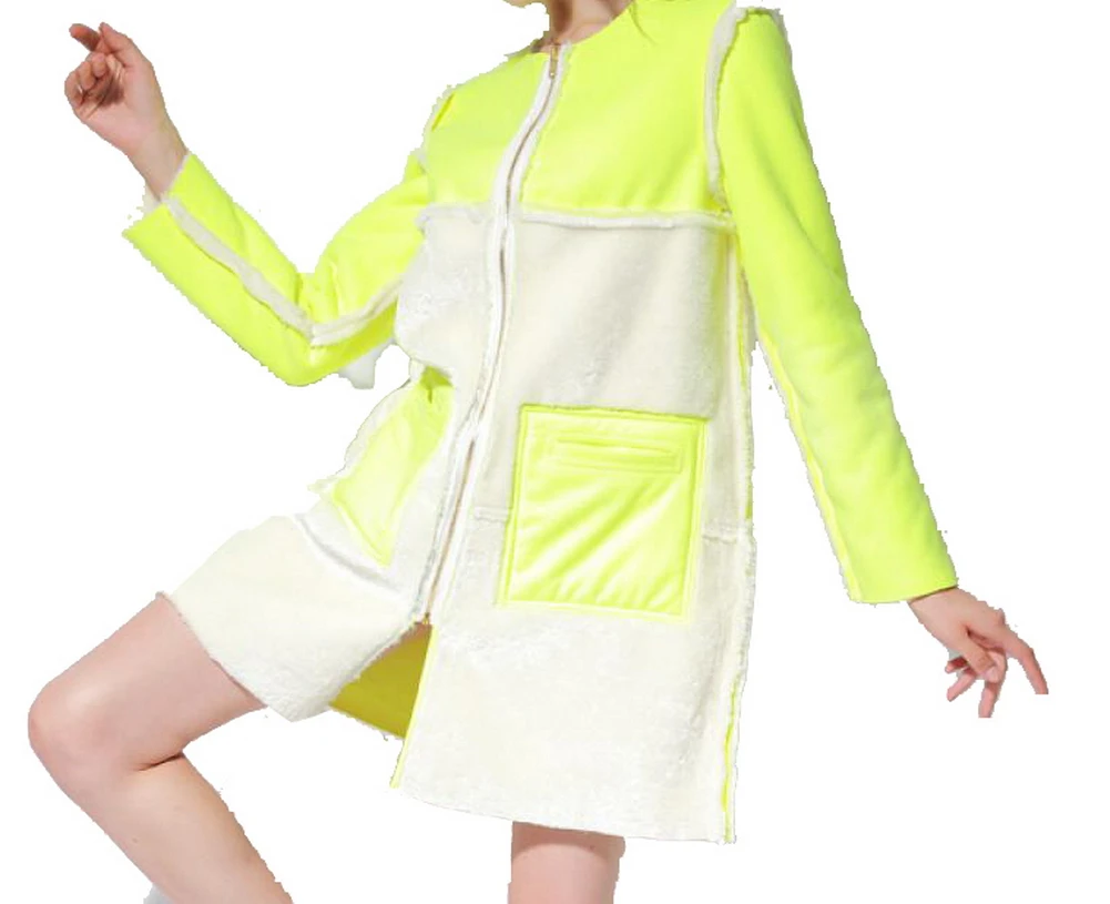 Both sides wearing long sleeved fur coat stitching | Женская одежда