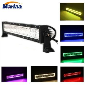 

22 inch RGB Halo Ring Color Changing 120w Light Bar Led Work Light with Remote Control for SUV Offroad truck Double Row Led Bar