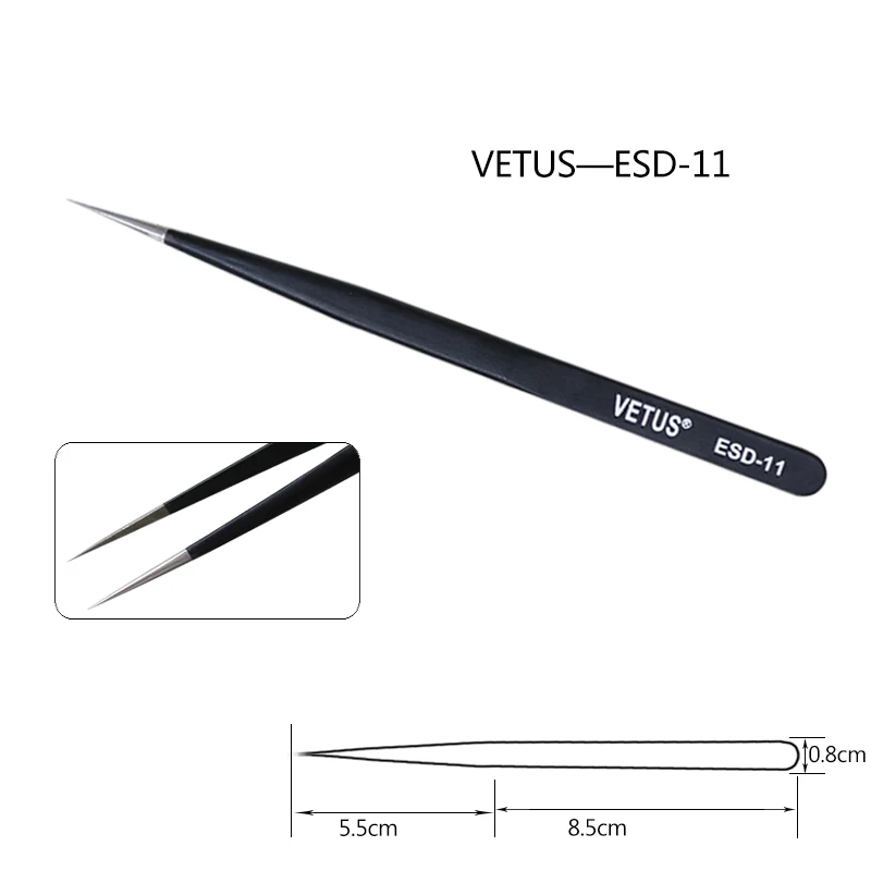 

5pcs vetus Tweezers Original Stainless Steel Anti-static Tweezers ESD-10,11,12,13,14,15,16,17 ESD Tweezer for Eyelash Extensions