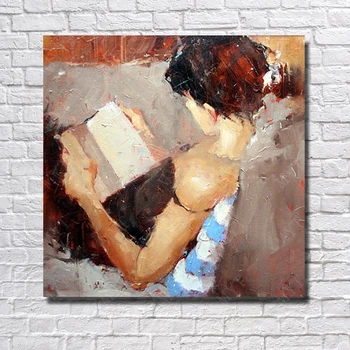 

Large Canvas Paintings The Girl Reading Book Wall Art Home Decoration Hand Painted Oil Painting on Canvas No Framed