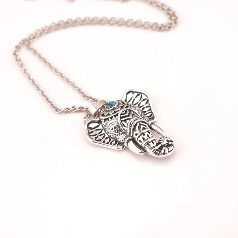 Fashion 1pc Retro Ethnic Bohemian Silver Elephant Pendant Charming Necklace Boho Style Gift