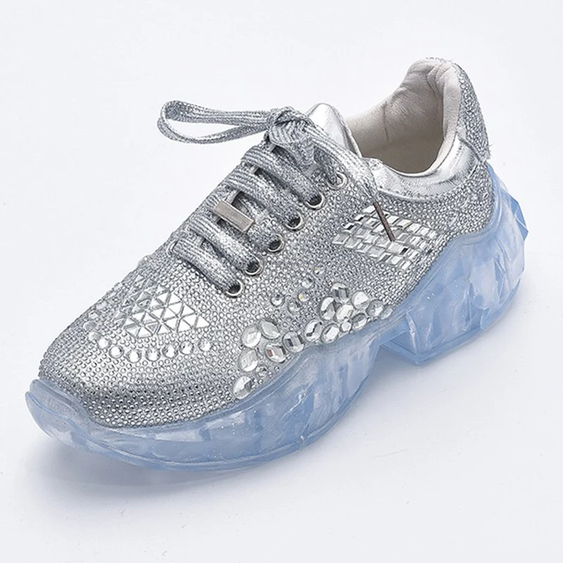 

Glitter Crystal Sneakers 2019 Creepers Rhinestone Platform Sneakers Women Sneakers Vulcanize Casual Shoes Woman Basket femme