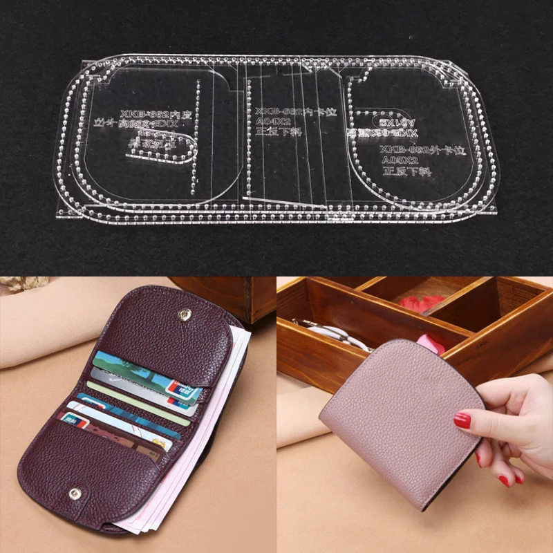 

1set DIY Acrylic Leather Template Home Handwork Leathercraft Sewing Pattern Tools Accessory Wallet 105x95x10mm