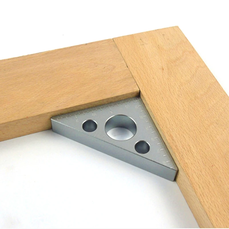 45 Degree Aluminum Alloy Angle Ruler Inch Metric Triangle Ruler Carpenter's Workshop Woodworking Square Multifunction Tool