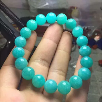 

Genuine Green Natural Amazonite Bracelets For Women 10mm Crystal Stretch Round Bead Bracelet
