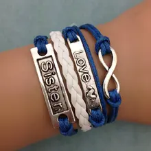 1 шт бесконечно ручная работа браслет. Металлический Шарм, восковой шнур, кожаный браслет, модный драгоценный браслет 3561