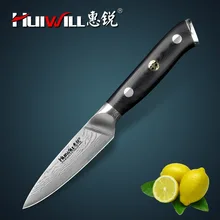 Huiwill Japanischen VG10 Damaskus stahl küche 3,5 “Schäl Obst Peeling schälmesser mit Mosaik Niet
