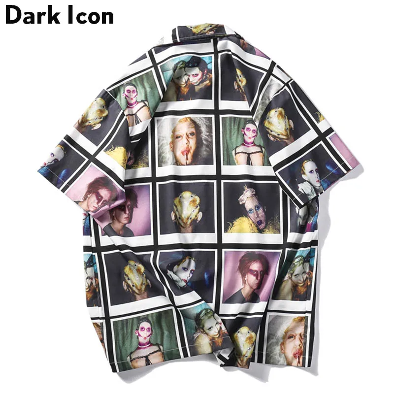 Мужская винтажная рубашка Dark Icon летняя с коротким рукавом и 3D принтом уличные