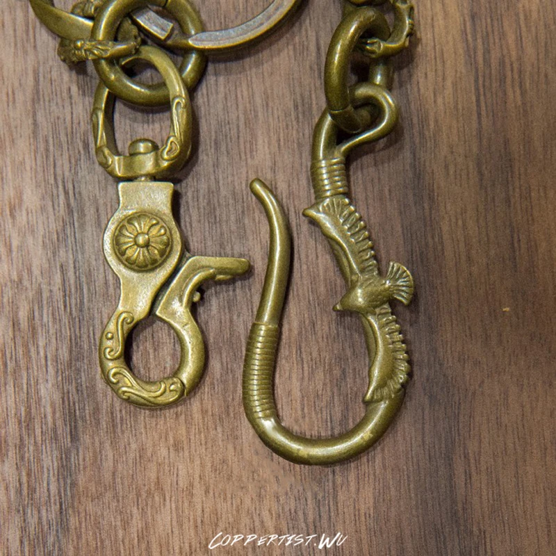 Coppertist. wu Летающий орел и карп длинный металлический кошелек цепочка на пояс в
