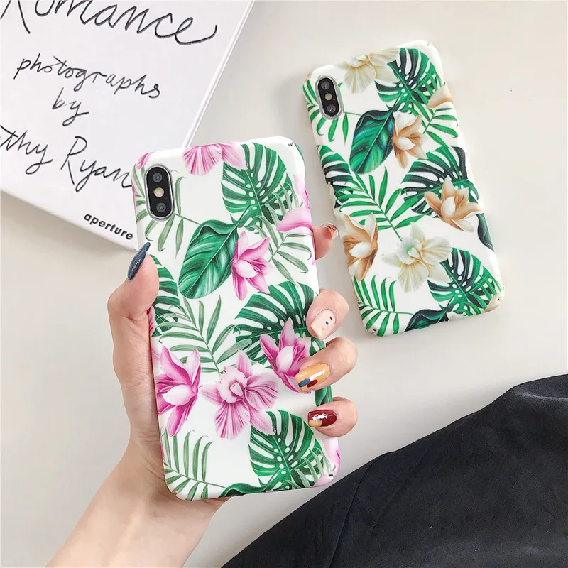 

Floral Luminous Phone Case for iPhone X XR XS Max 8 7 6 6s Plus Protect Mental Cover for iPhone 7 Plus Luxury Hard PC Back Coque