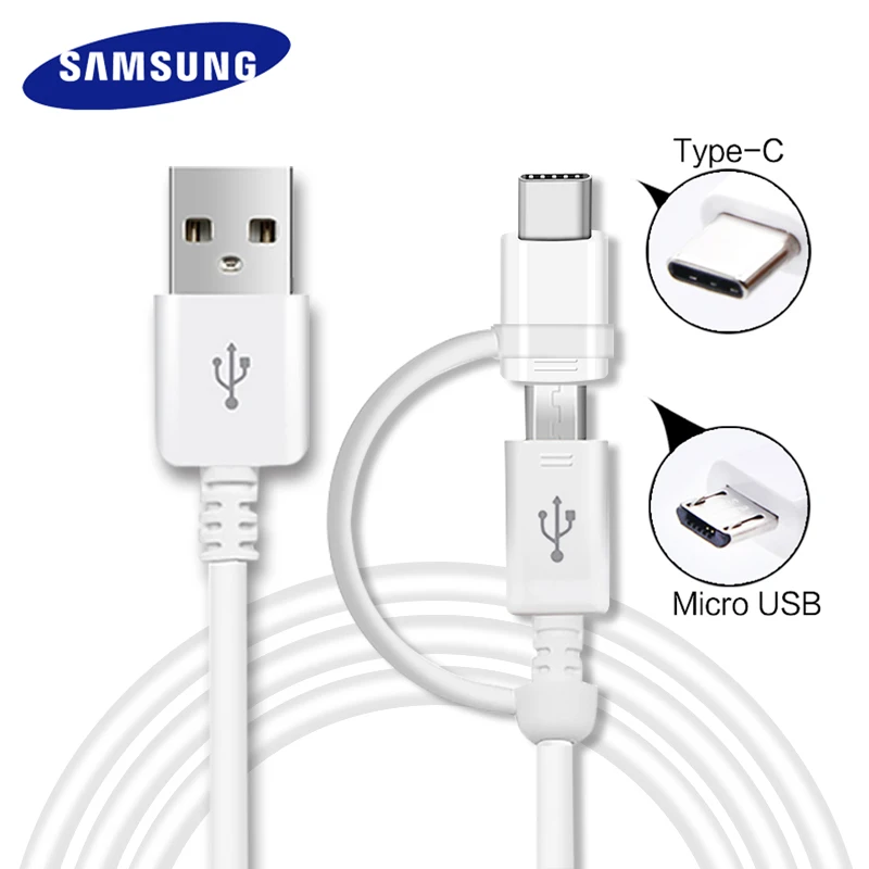 

Samsung Original 2 in 1 USB Cable Micro USB & Type C Fast Charger Adapter Lightning Flash 1.5M Type-C Data Cabel Galaxy S6 S7 S8