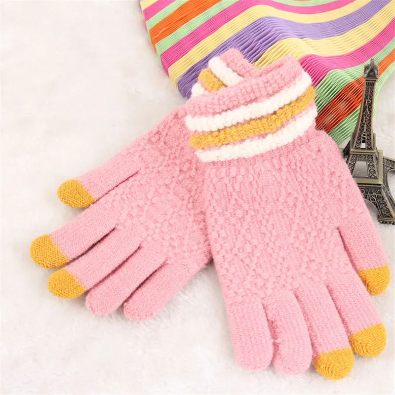 

Winter Knitted Gloves Women Touch Screen Gloves Female Mittens Keep Warm Female Winter Full Finger Gloves Fashion Autumn
