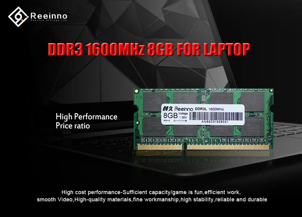 Оперативная память eeinno ddr3 8 Гб 1600 МГц 1,35 в NON-ECC 12800 МБ/с./с 204pin пожизненная гарантия Одиночная Память ОЗУ ноутбук Прямая поставка с фабрики