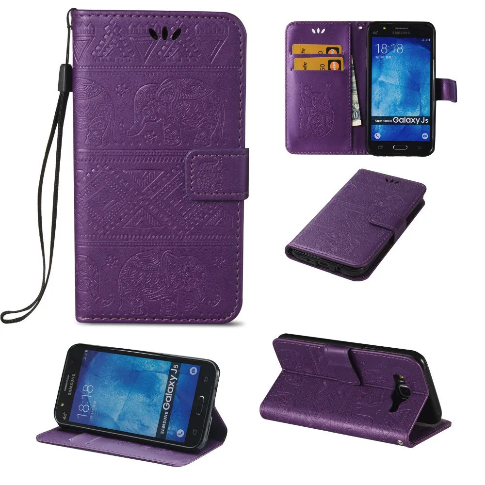 

DAXING coque Elephant flip pu leather Case for Samsung Galaxy J5 J500F J500 Fundas phone cover Strap Stand Card Holder
