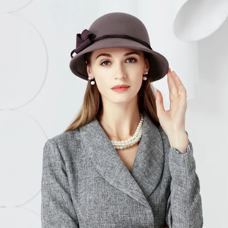 

Autumn and Winter New Woolen Hat Female Wool Hat Lady Elegant Fedoras Wool Cap Shaped Felt Warm Hat Students Travel Cap M5104