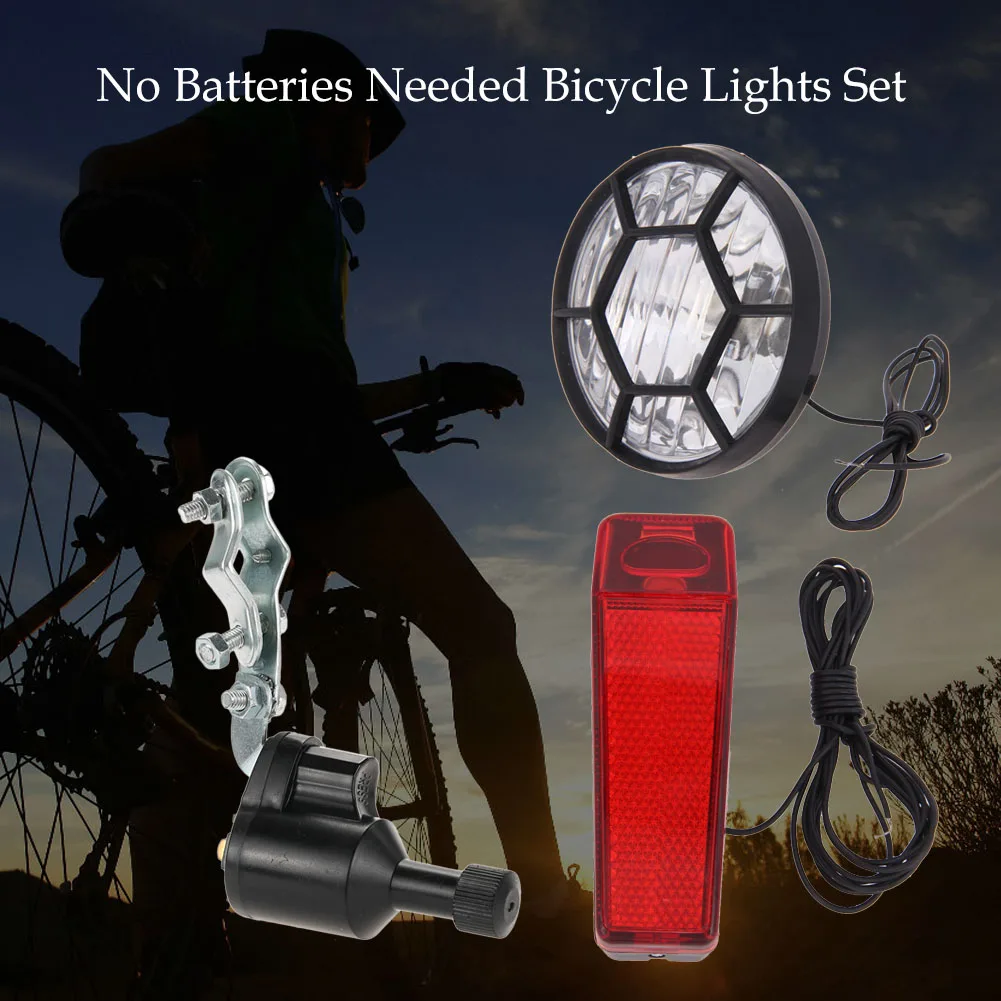 Perfect Safety Cycling Headlight Bike Rear Light Lamp Bicycle Light Bike Lights Set Dynamo No Batteries Needed Bicicleta Accessories 11