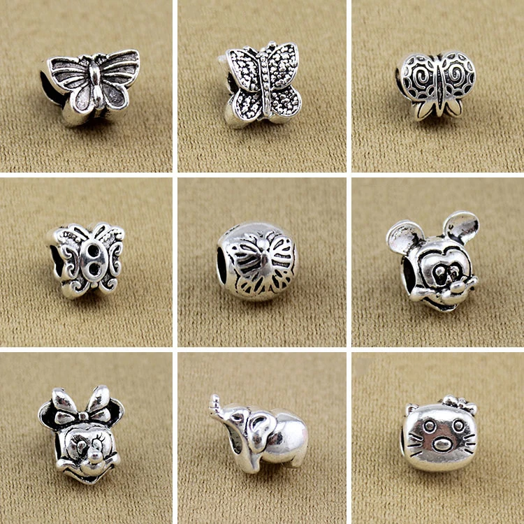 

Free Shipping 1pc silver-plated Butterfly Mouse Cat Series Beads Charm For Women Pandora Charm Bracelet