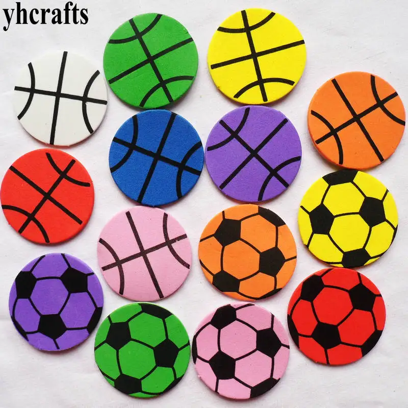 

1bag/LOT,Football basket ball foam stickers Kids toy baby room decoration Early educational toys Color learning Kindergarten OEM