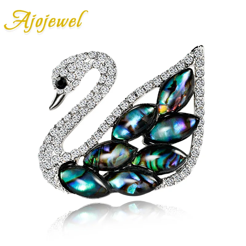 

Ajojewel Blue Sea Shell Swan Rhinestone Brooch For Women Fashion Mothers Day Gift 2019 Wholesale Bijoux Femme