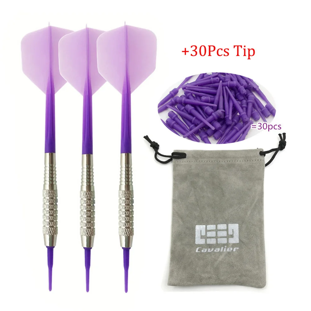 Purple 3 шт. 15 г профессиональный электронный безопасный Дартс мягкий пластиковый наконечник Железный баррель PE полеты соревнования обучение Дартс с 30 шт. наконечником - Color: Purple