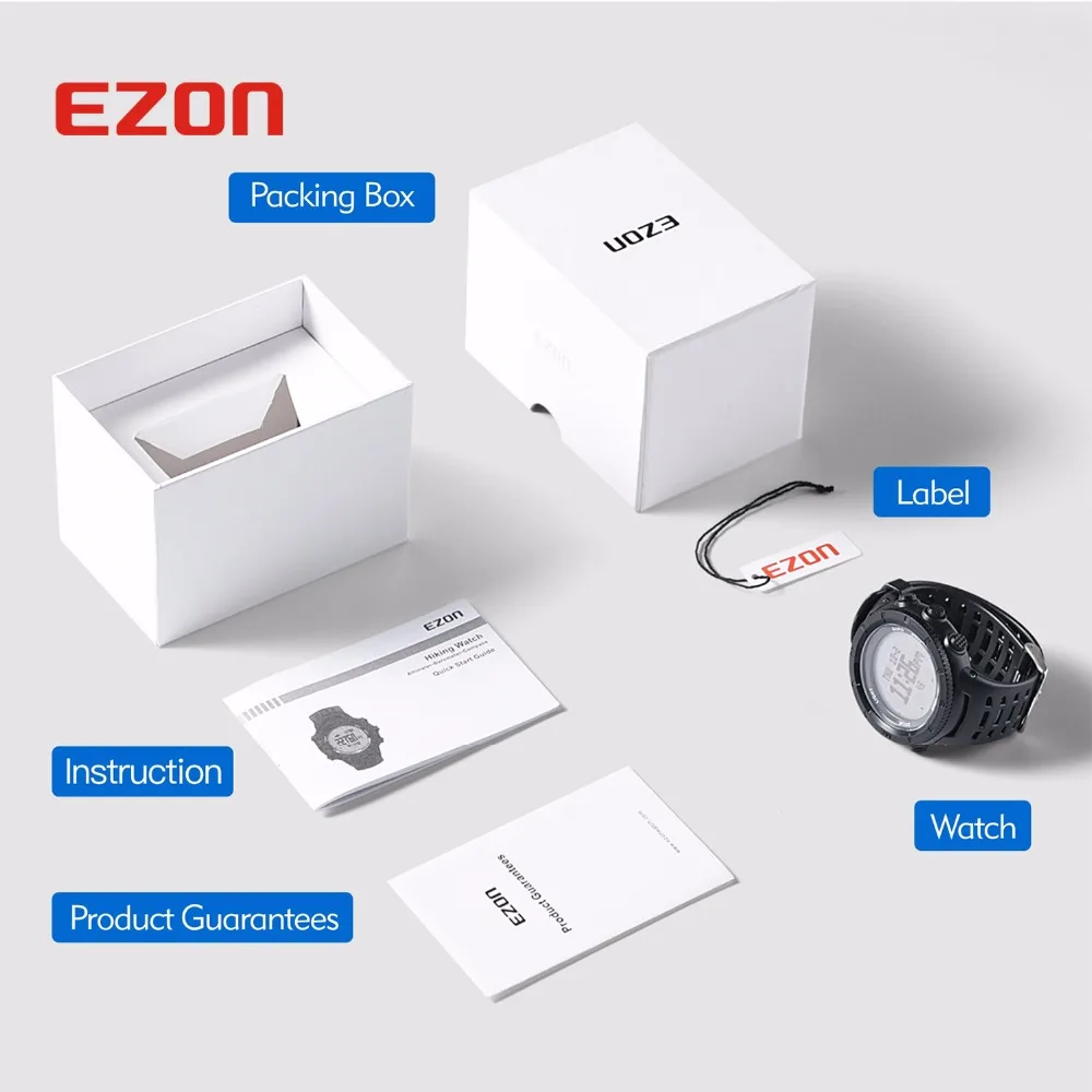 EZON многофункциональные походные часы мужские спортивные цифровые высотомер