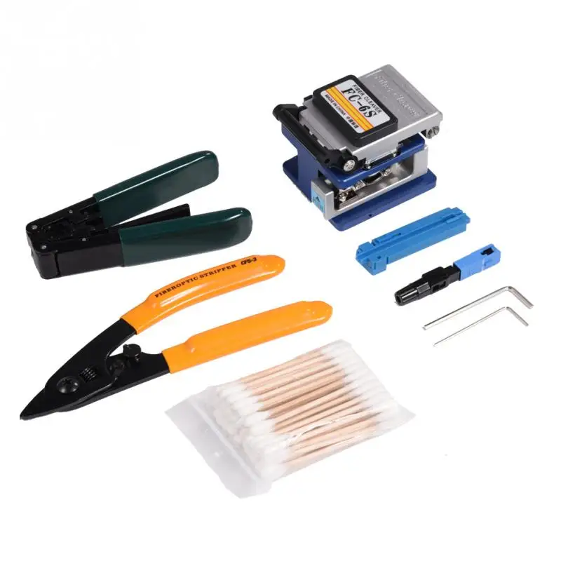 1 Set FTTH Splicing Splice Fiber Optic Stripping Tool Kit Set With Fiber Cleaver Fiber Optic