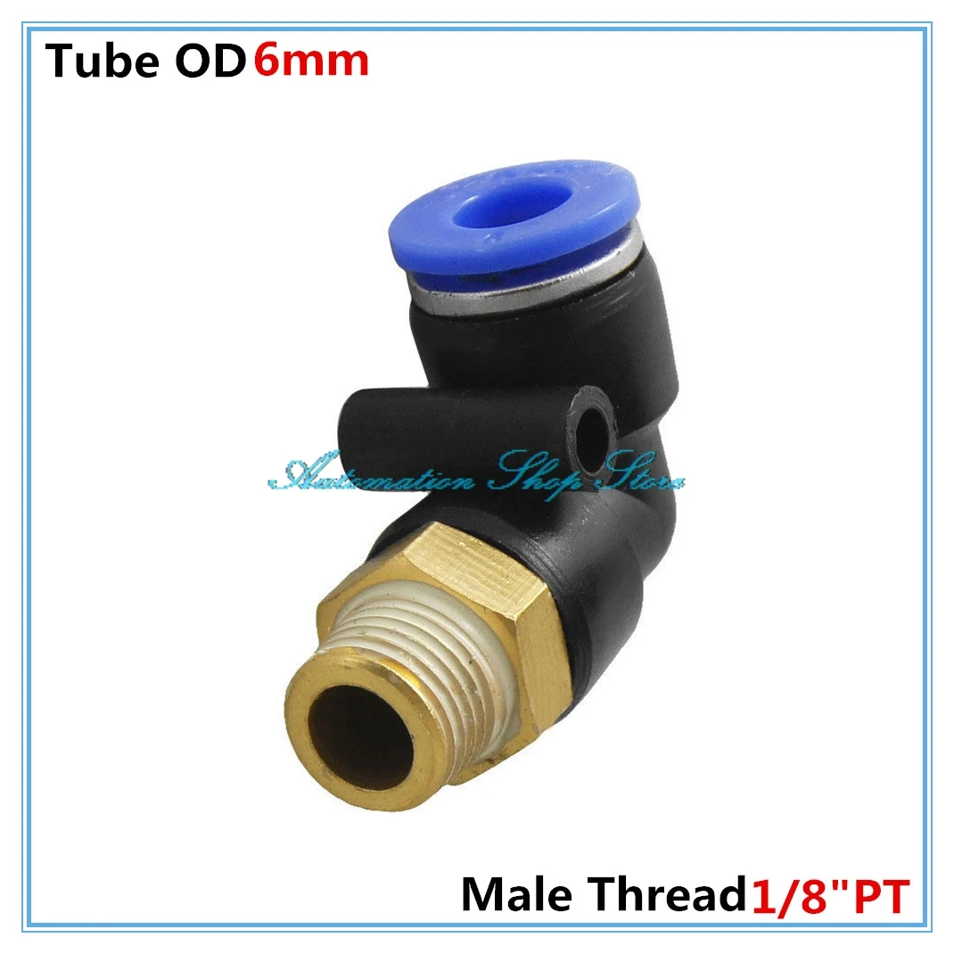 1/8 BSPT Male Thread 90 Degree Elbow Pipe Quick Fittings Pneumatic 6mm PL6-01 