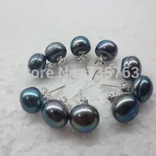 Xiuli 00281 10 мм 10 pairs павлин черный подлинная пресной воды жемчужина шпильки жемчужной сережкой