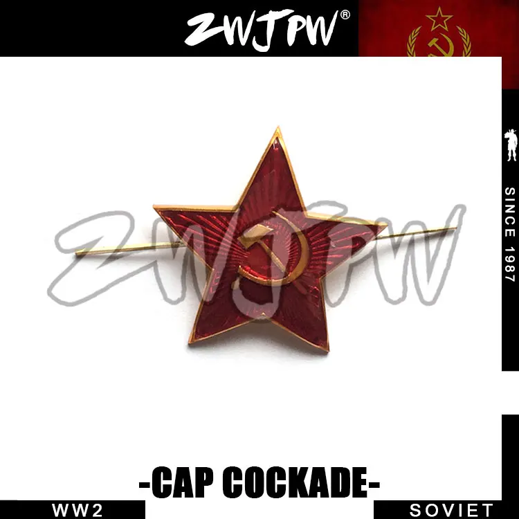 

WWII WW2 Soviet Army Military Cap Cockade Red Stars Russia Cap Cockade Hat Badge 30mm RU/402159-3cm