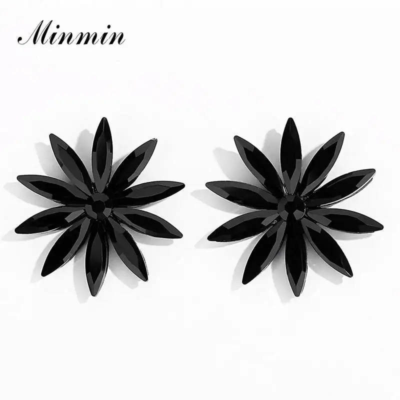 Minmin маркиза черный кристалл корейские сережки-шпильки ювелирные изделия винтажные уникальные стразы в форме цветка милые серьги для женщин EH1476